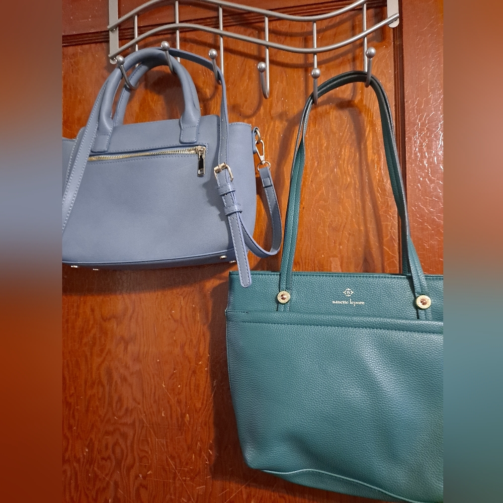 Nanette Lepore Green and Blue Shoulder Bags Structured Design